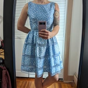 Sky Blue Polka Dot Formal Dress